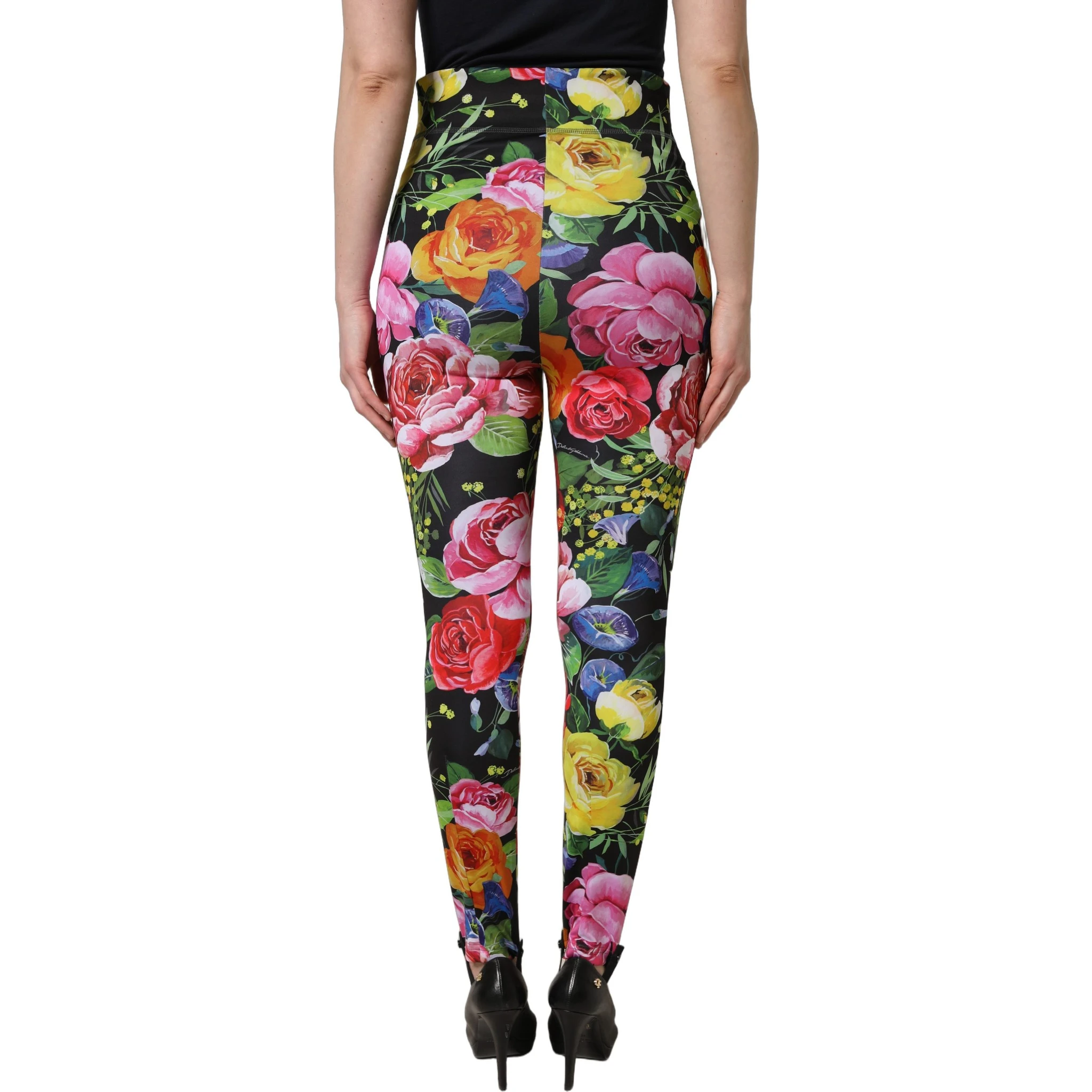 Multicolor Floral Stretch Jersey Leggings Pants