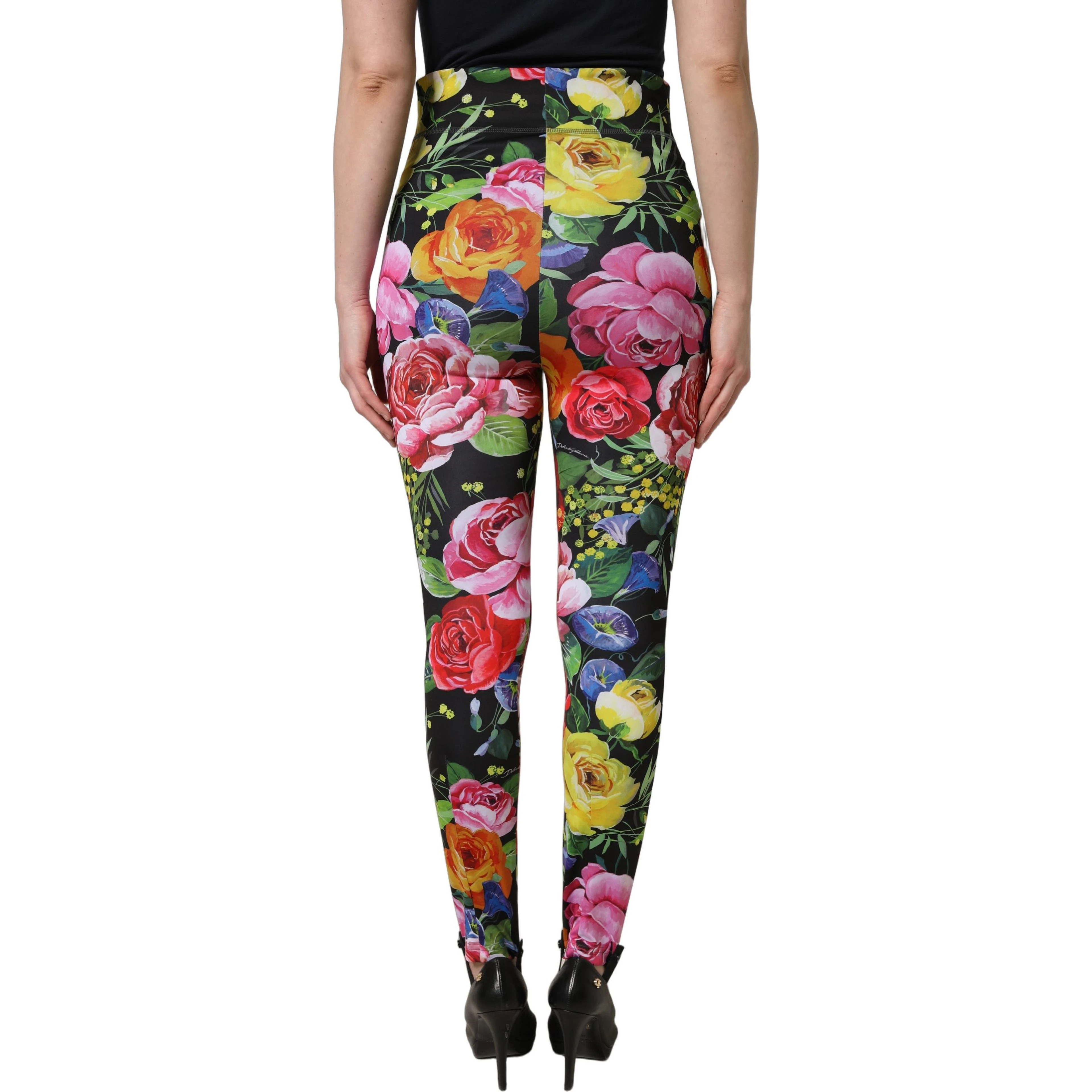 Multicolor Floral Stretch Jersey Leggings Pants
