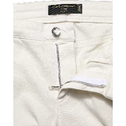 White Tattered Skinny Cotton Denim Jeans