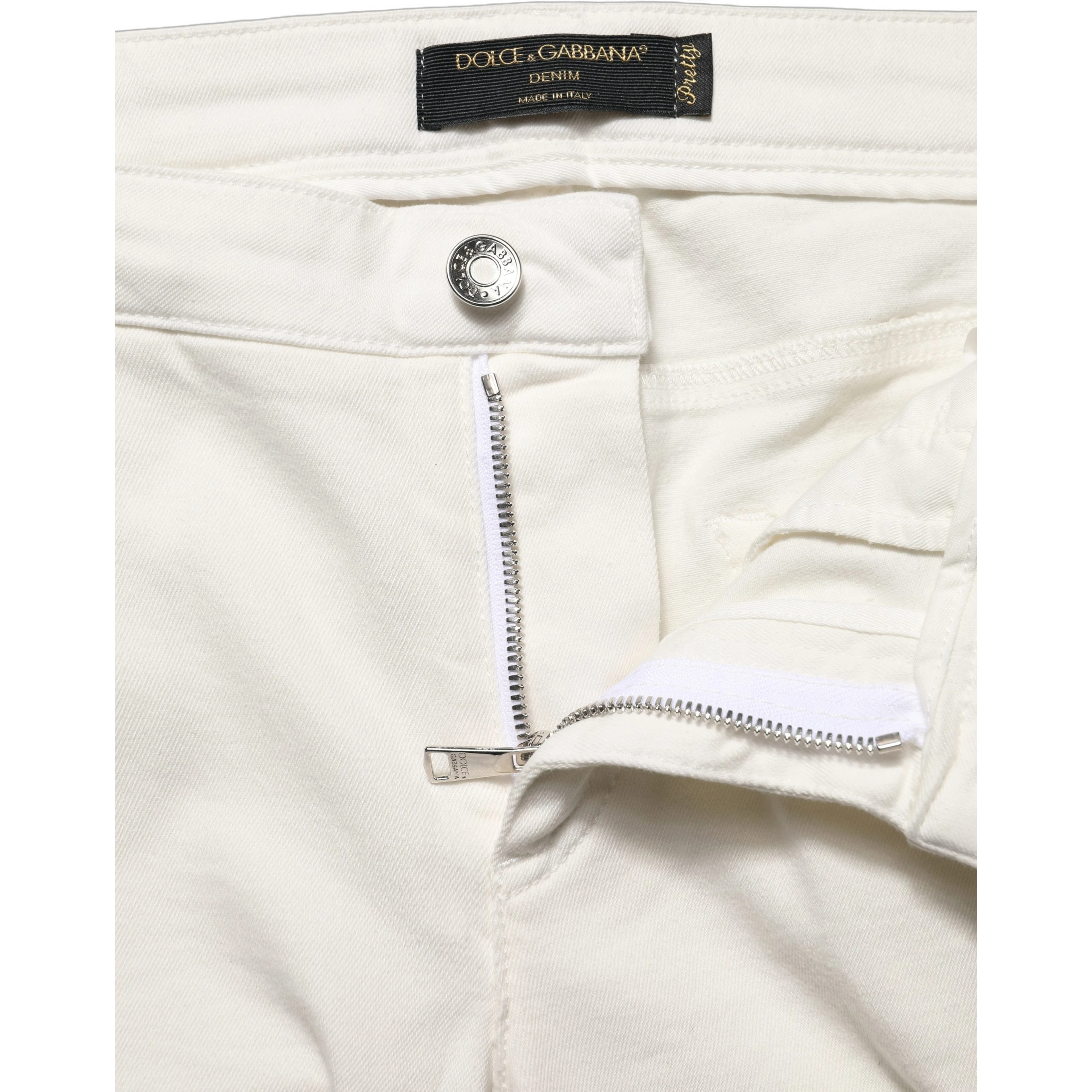 White Tattered Skinny Cotton Denim Jeans