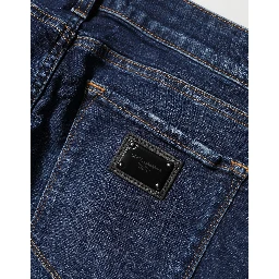 Blue Distressed Skinny Cotton Denim Jeans