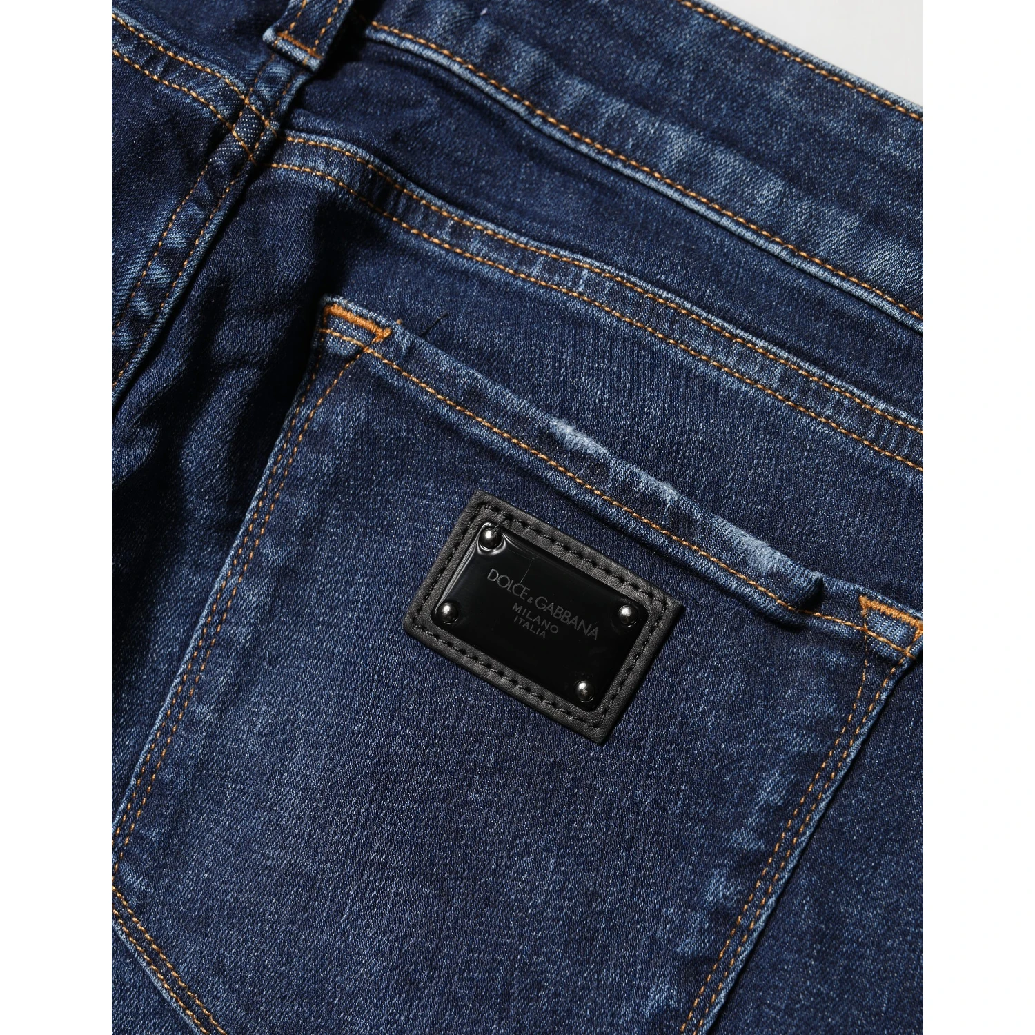 Blue Distressed Skinny Cotton Denim Jeans