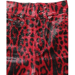 Red Leopard Skinny High Waist Denim Jeans