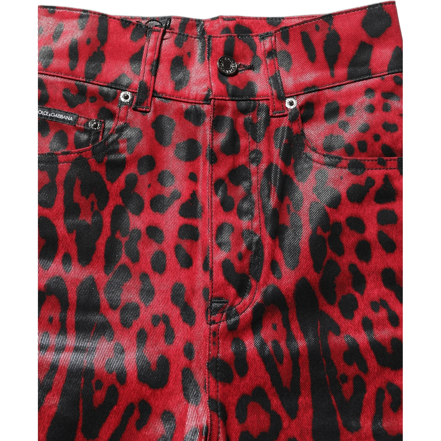 Red Leopard Skinny High Waist Denim Jeans