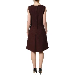 Maroon Lace Sleeveless Knee Length Dress