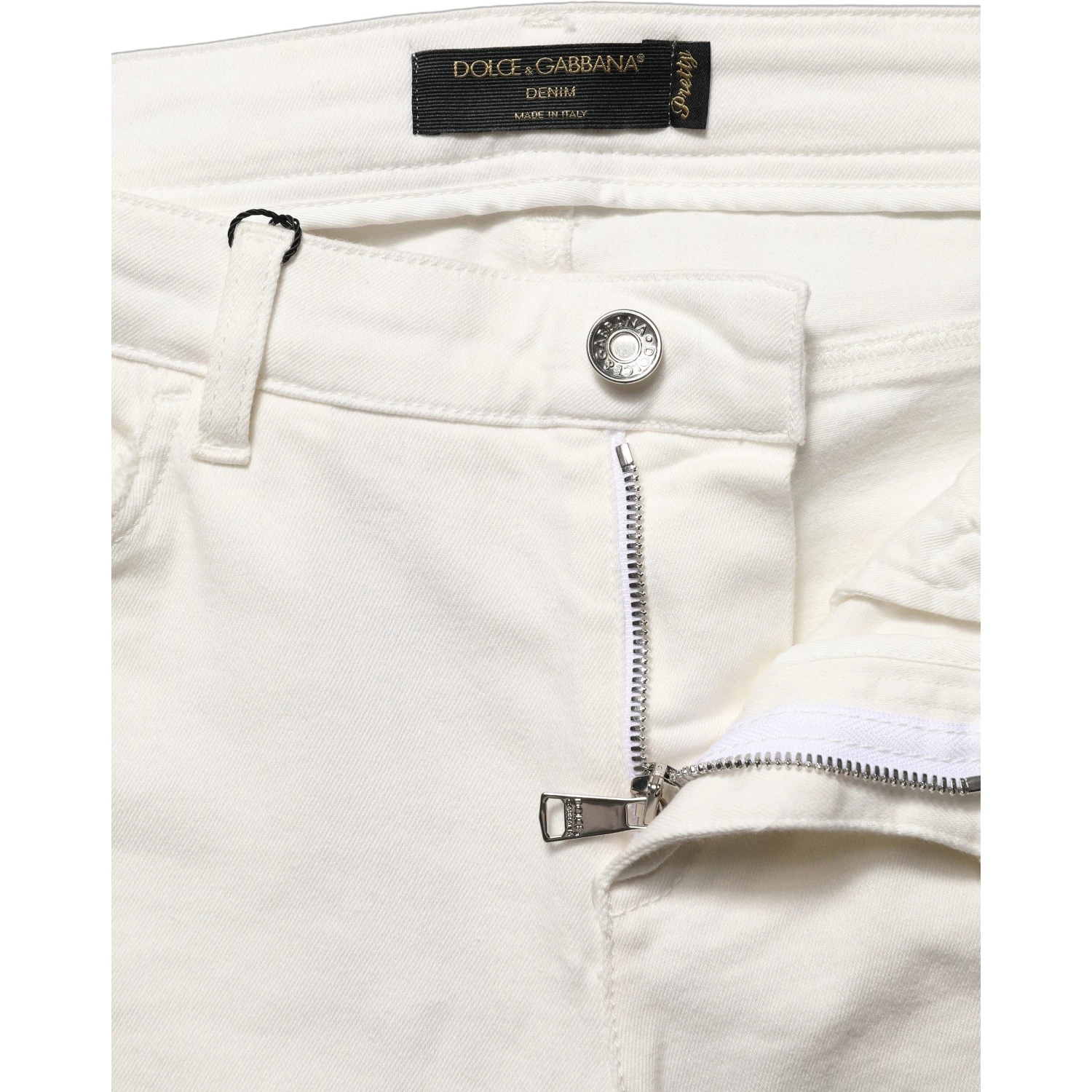 White Tattered Skinny Cotton Denim Jeans