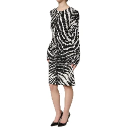 Black White Zebra Crystal Embellished Dress