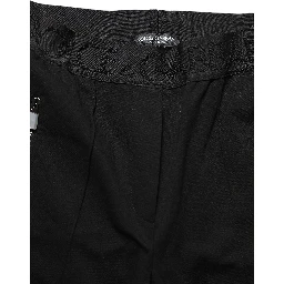 Black Viscose Mid Waist Skinny Trouser Pants