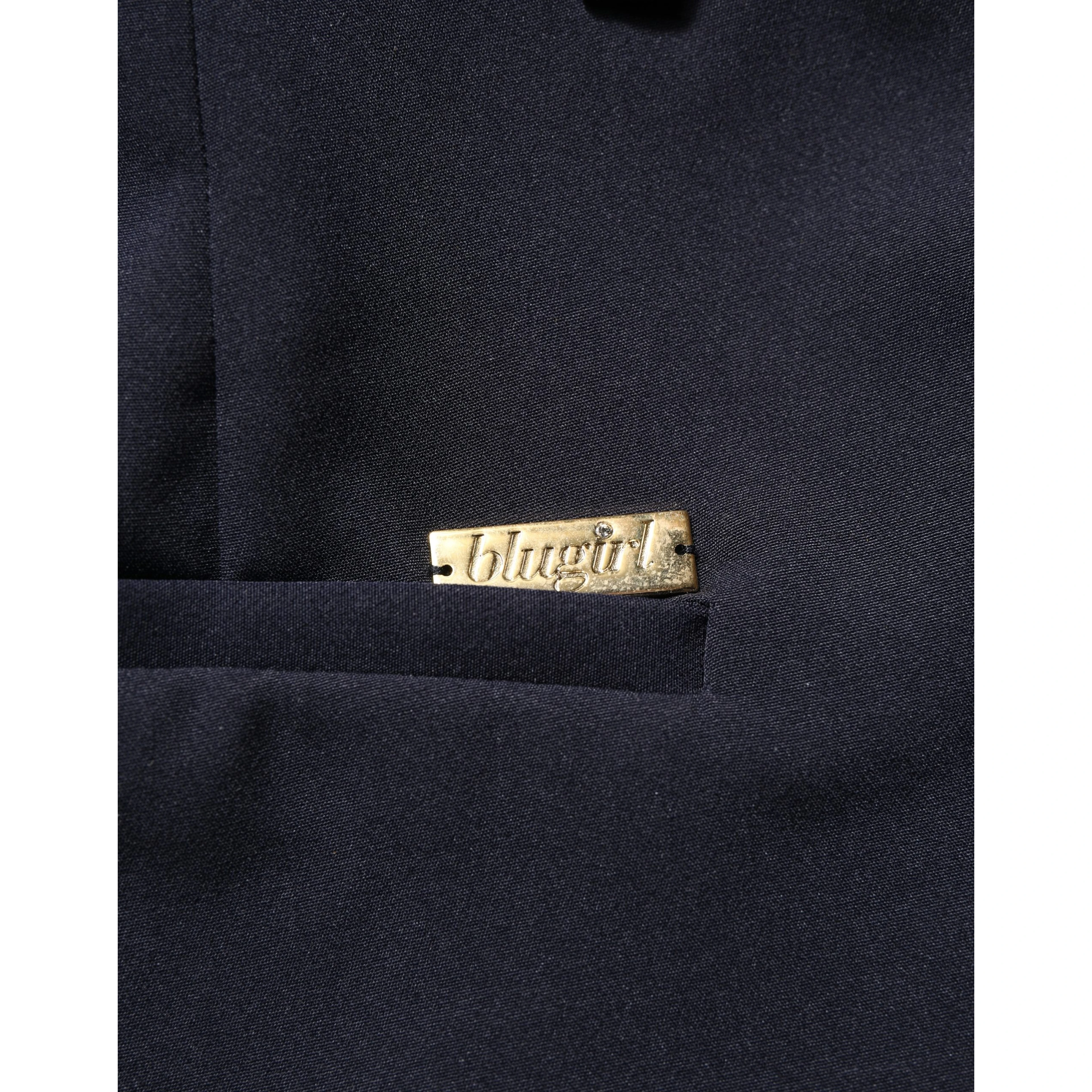 Dark Blue High Waist Straight Dress Formal Trouser Pants