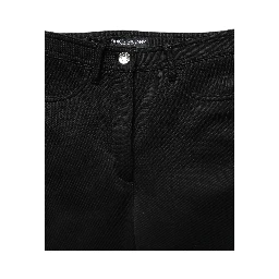 Black Nylon Stretch Skinny High Waist Pants