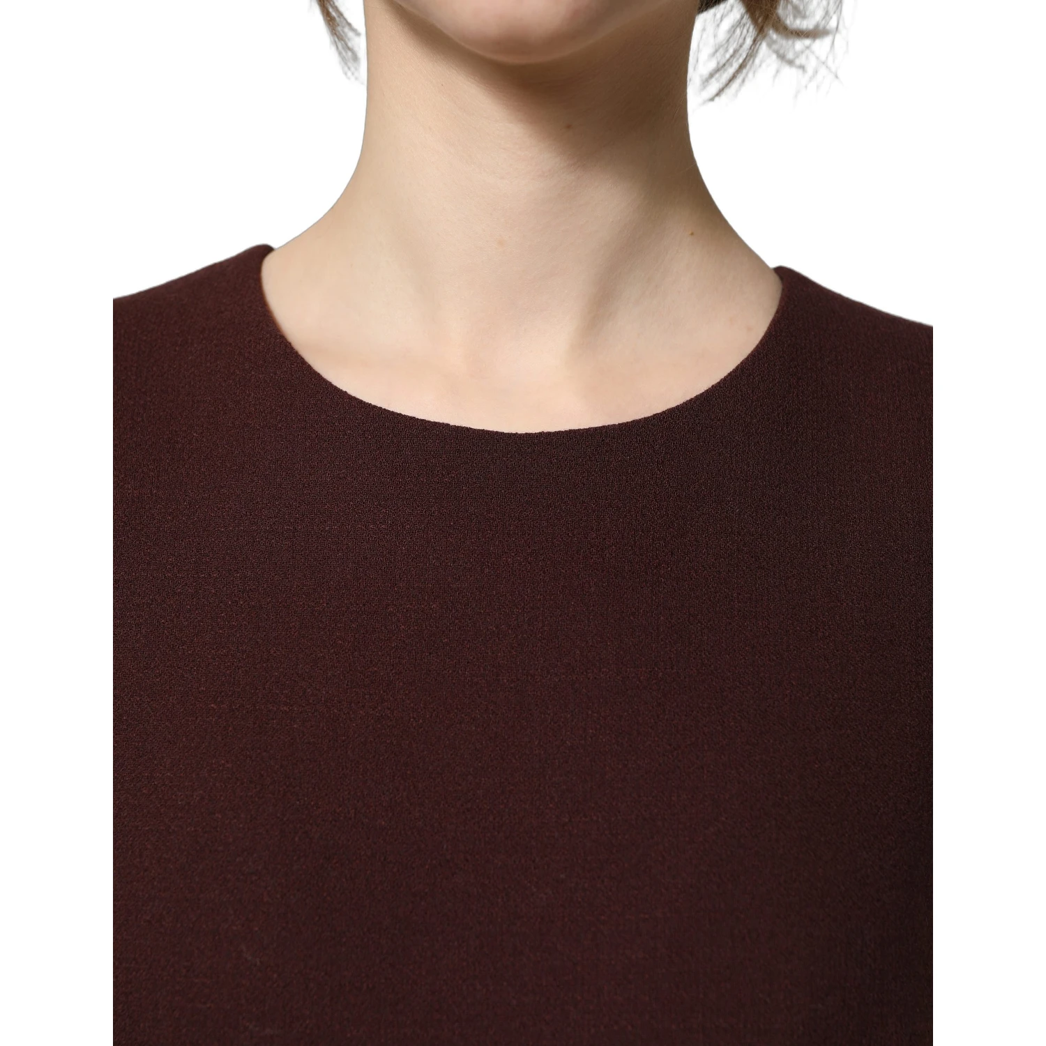 Maroon Lace Sleeveless Knee Length Dress