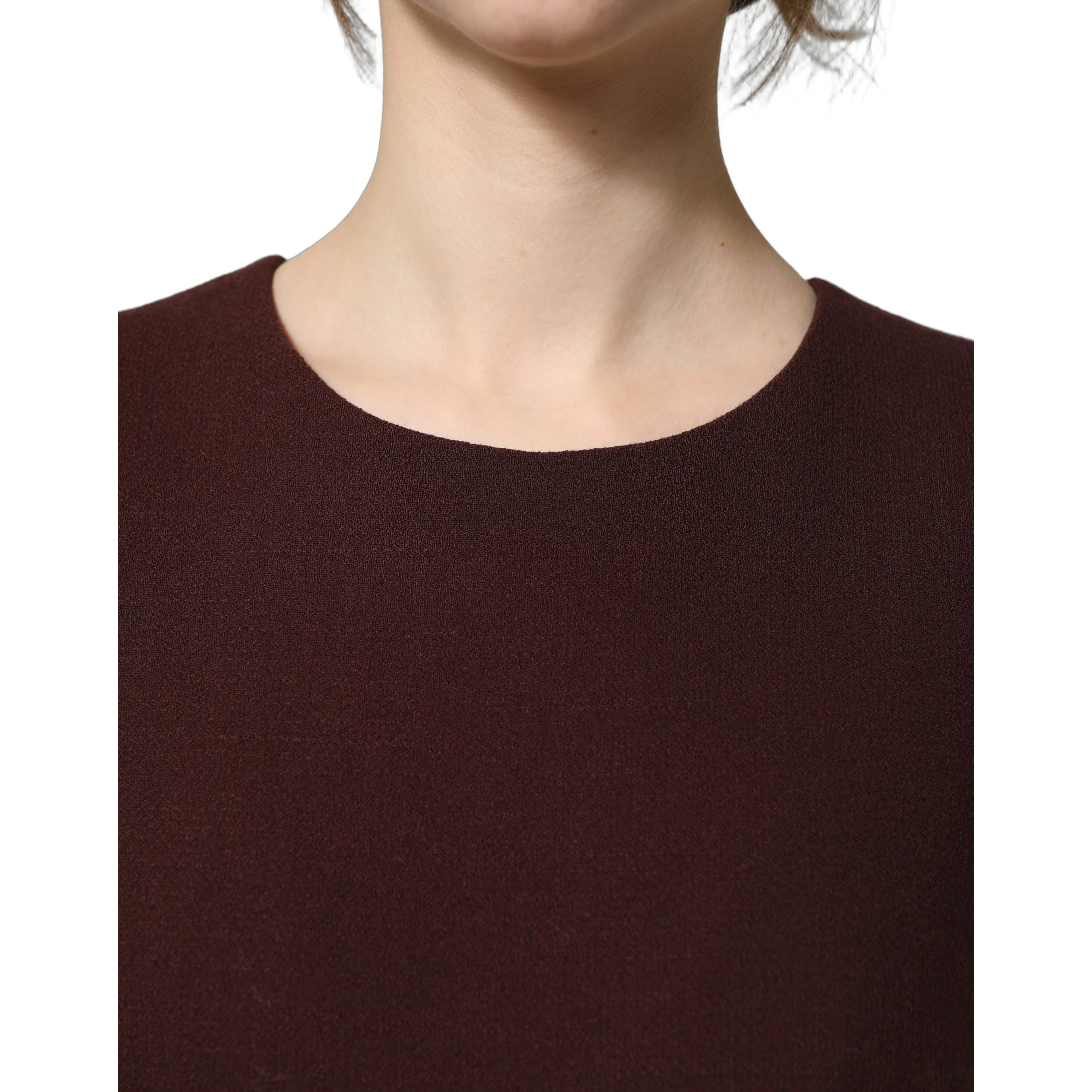 Maroon Lace Sleeveless Knee Length Dress