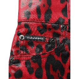 Red Leopard Skinny High Waist Denim Jeans