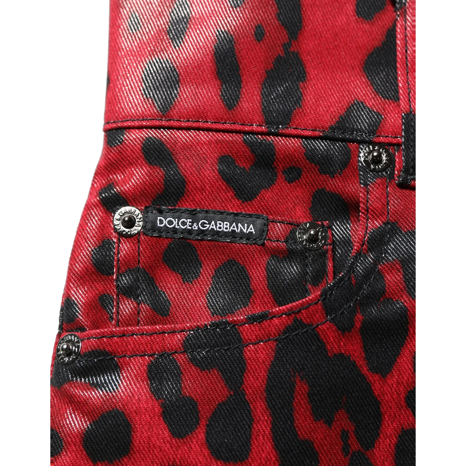 Red Leopard Skinny High Waist Denim Jeans