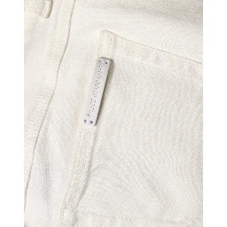 White Tattered Skinny Cotton Denim Jeans