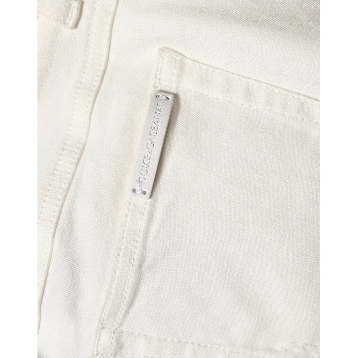 White Tattered Skinny Cotton Denim Jeans