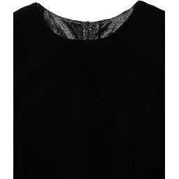 Black Viscose Velvet Floor Length Gown Dress