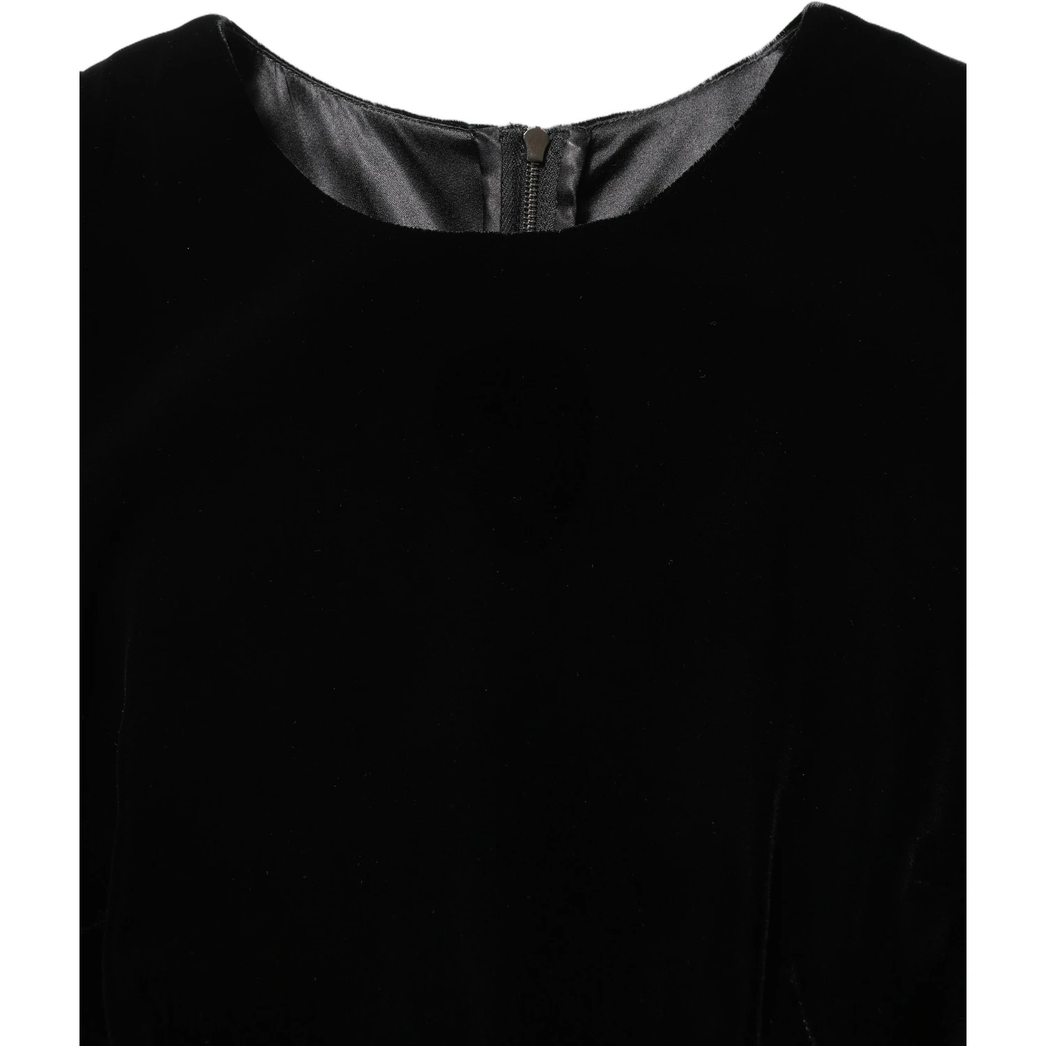 Black Viscose Velvet Floor Length Gown Dress