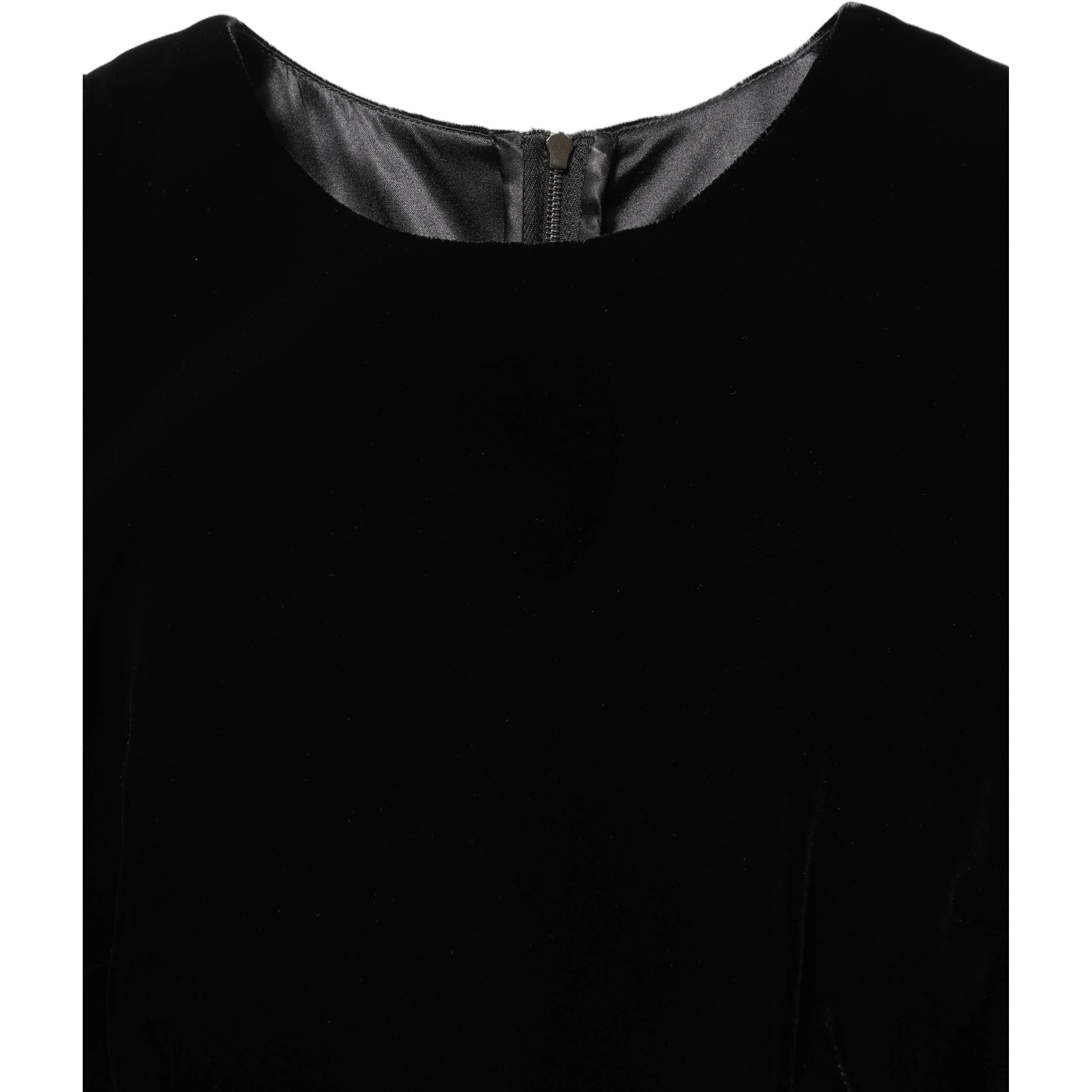 Black Viscose Velvet Floor Length Gown Dress