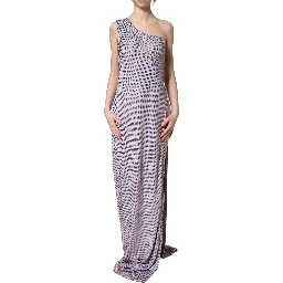 Purple Crystal OneShoulder EveningGown Dress