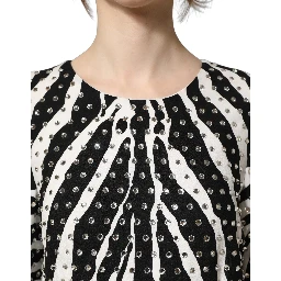 Black White Zebra Crystal Embellished Dress