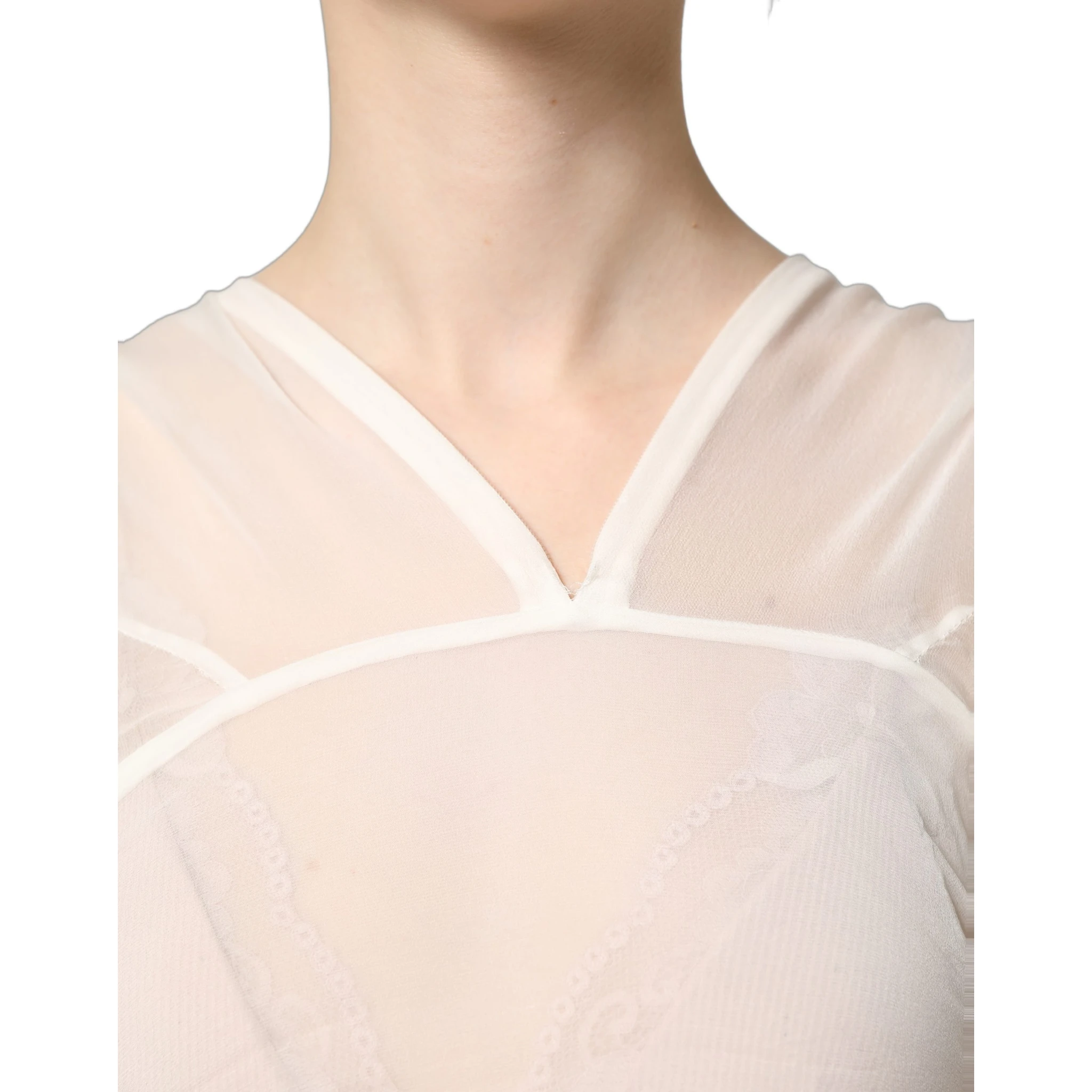 White Silk Sheer Draped Long Gown Dress