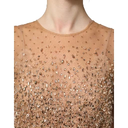 Brown Crystal Embellished Mermaid Gown Dress