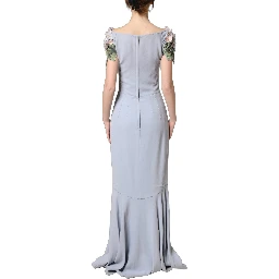 Light Blue Hydrangea Embellished Cap Sleeve Dress