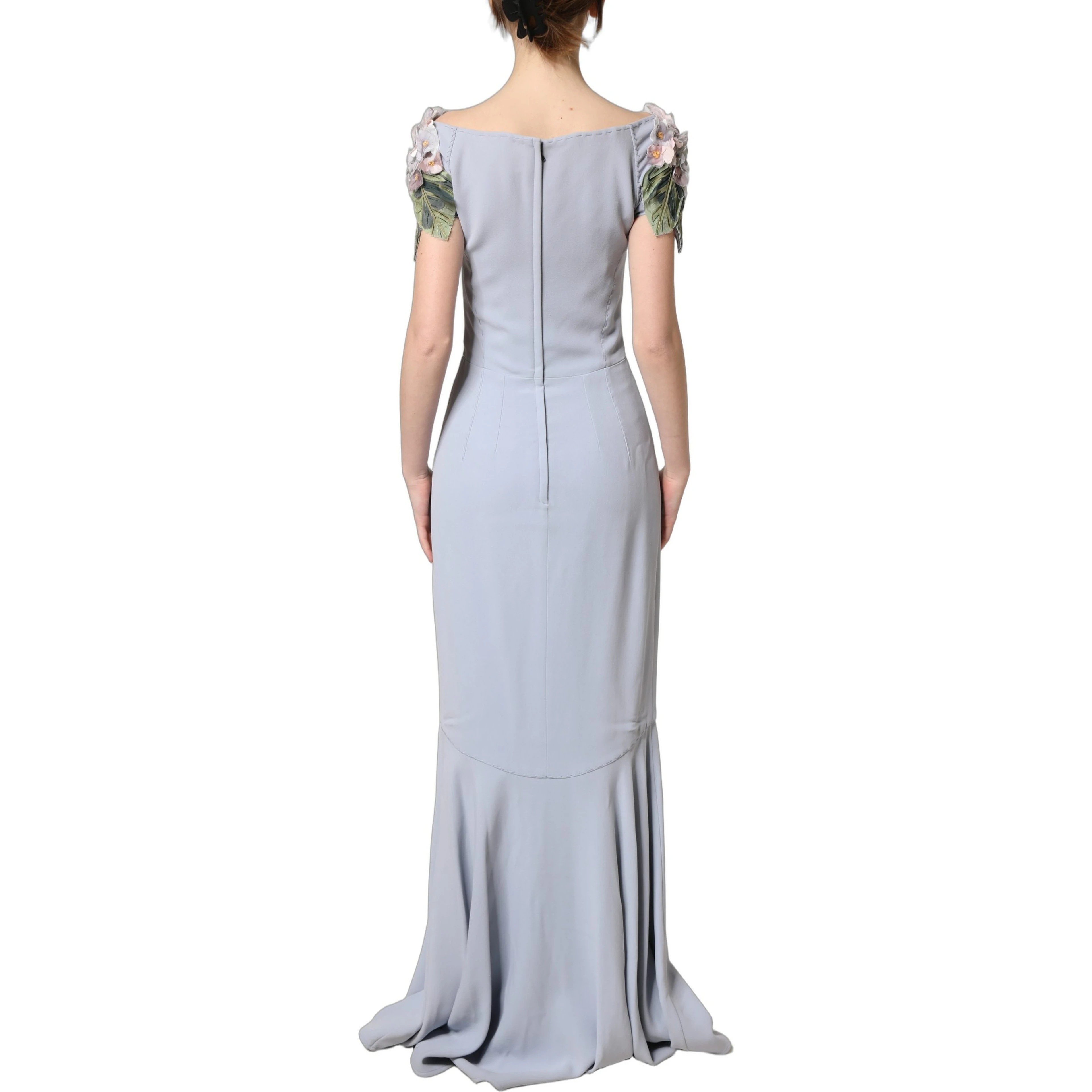Light Blue Hydrangea Embellished Cap Sleeve Dress