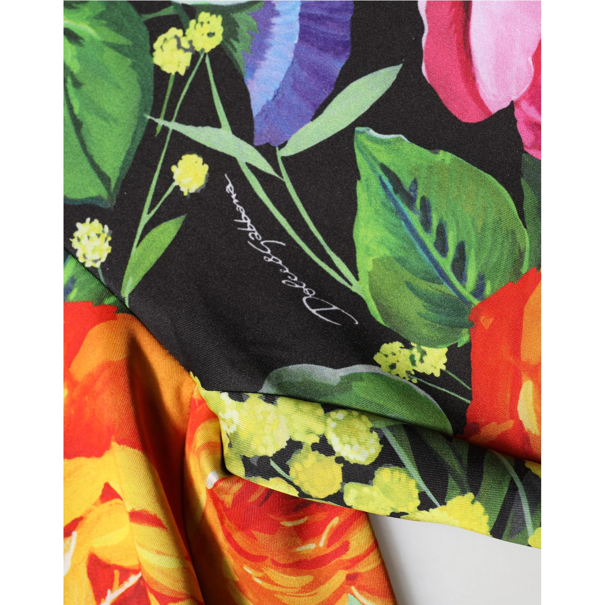 Multicolor Floral Stretch Jersey Leggings Pants