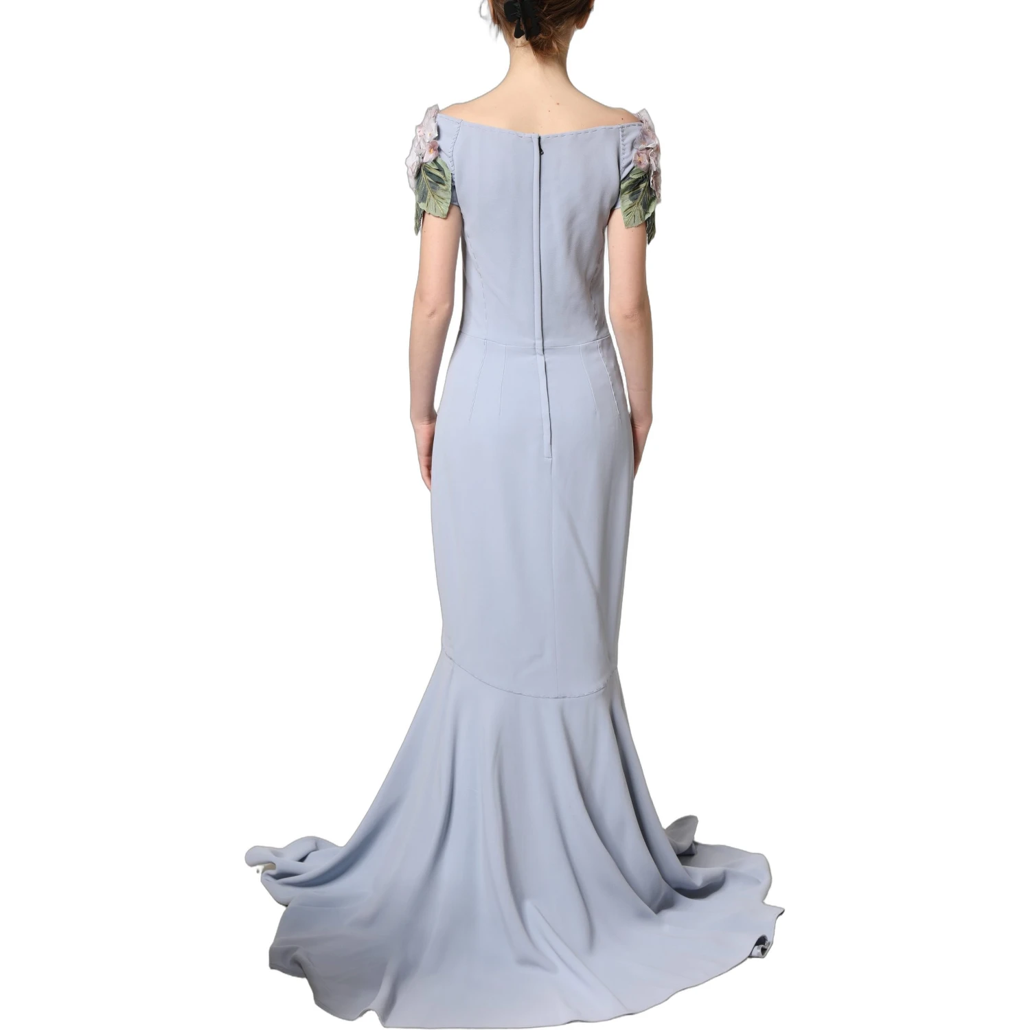 Light Blue Hydrangea Embellished Cap Sleeve Dress