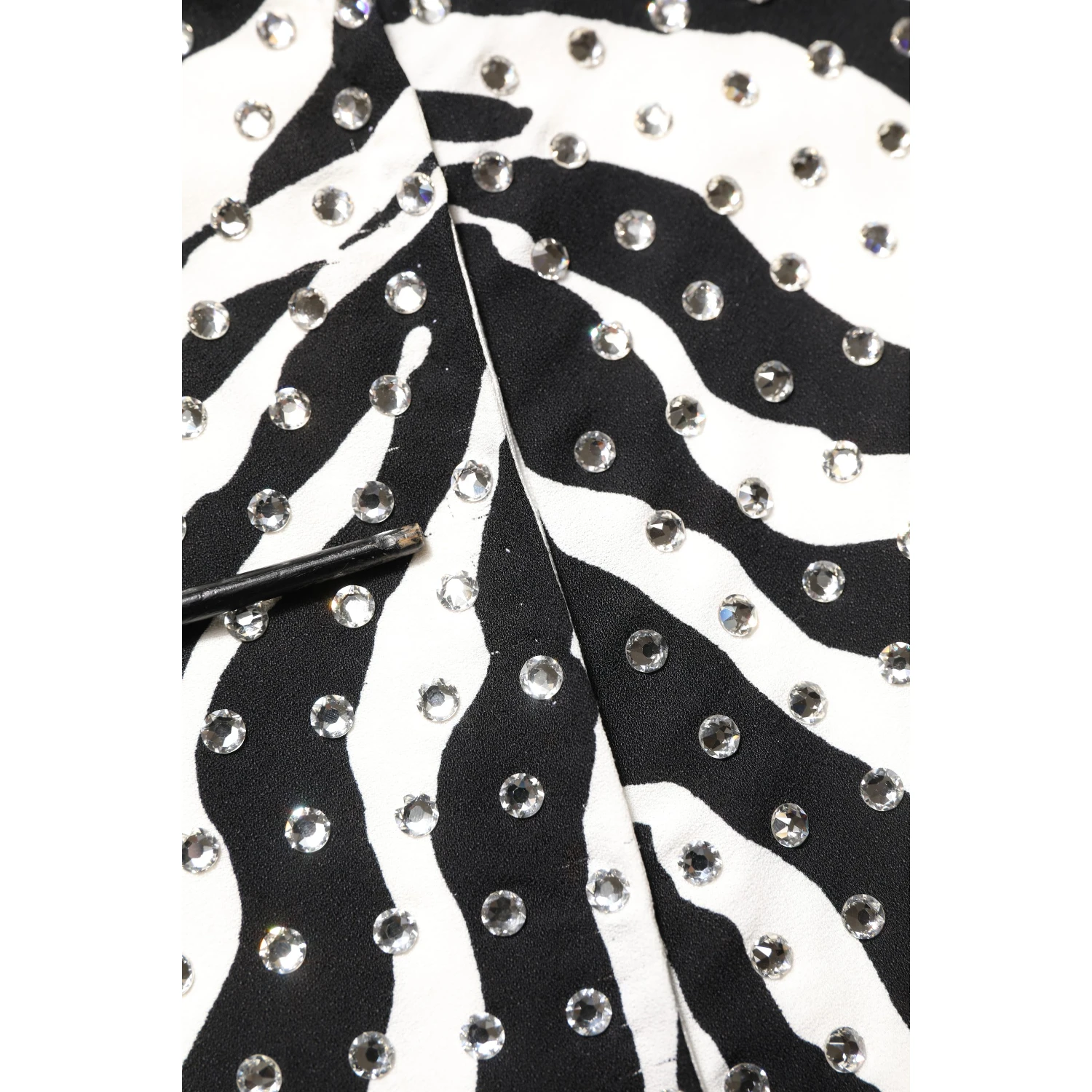 Black White Zebra Crystal Embellished Dress