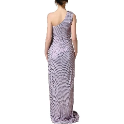 Purple Crystal OneShoulder EveningGown Dress
