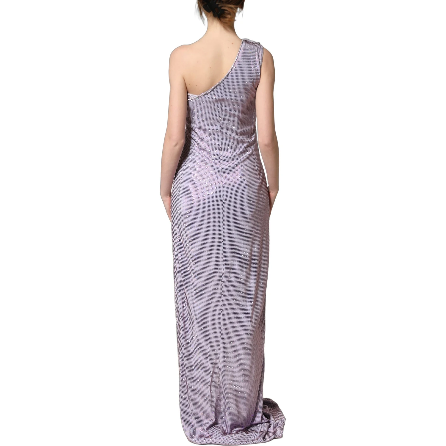 Purple Crystal OneShoulder EveningGown Dress
