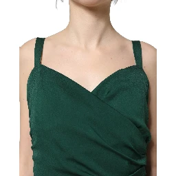 Green Ruched Sweetheart Bodycon Midi Dress