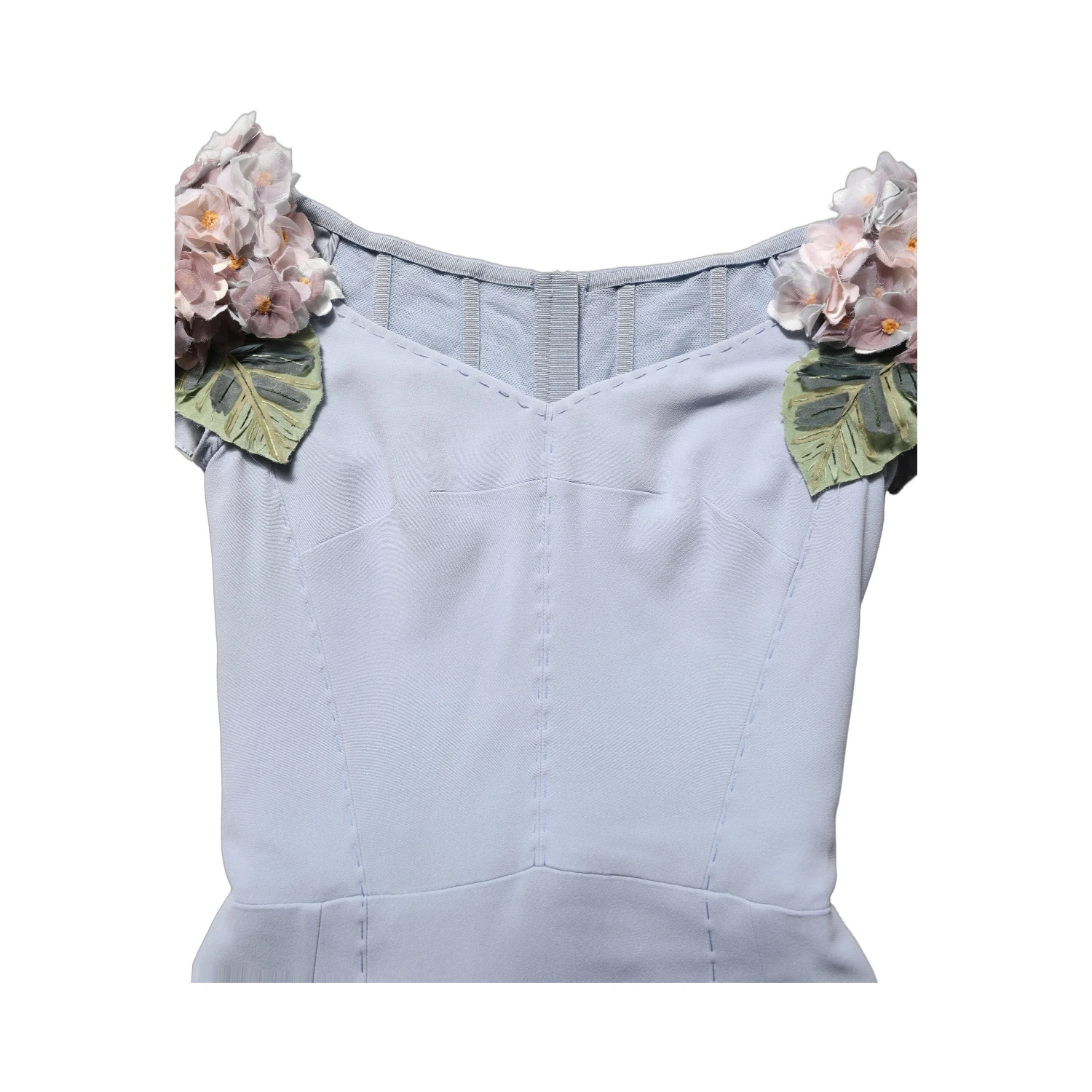 Light Blue Hydrangea Embellished Cap Sleeve Dress