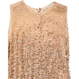 Brown Crystal Embellished Mermaid Gown Dress