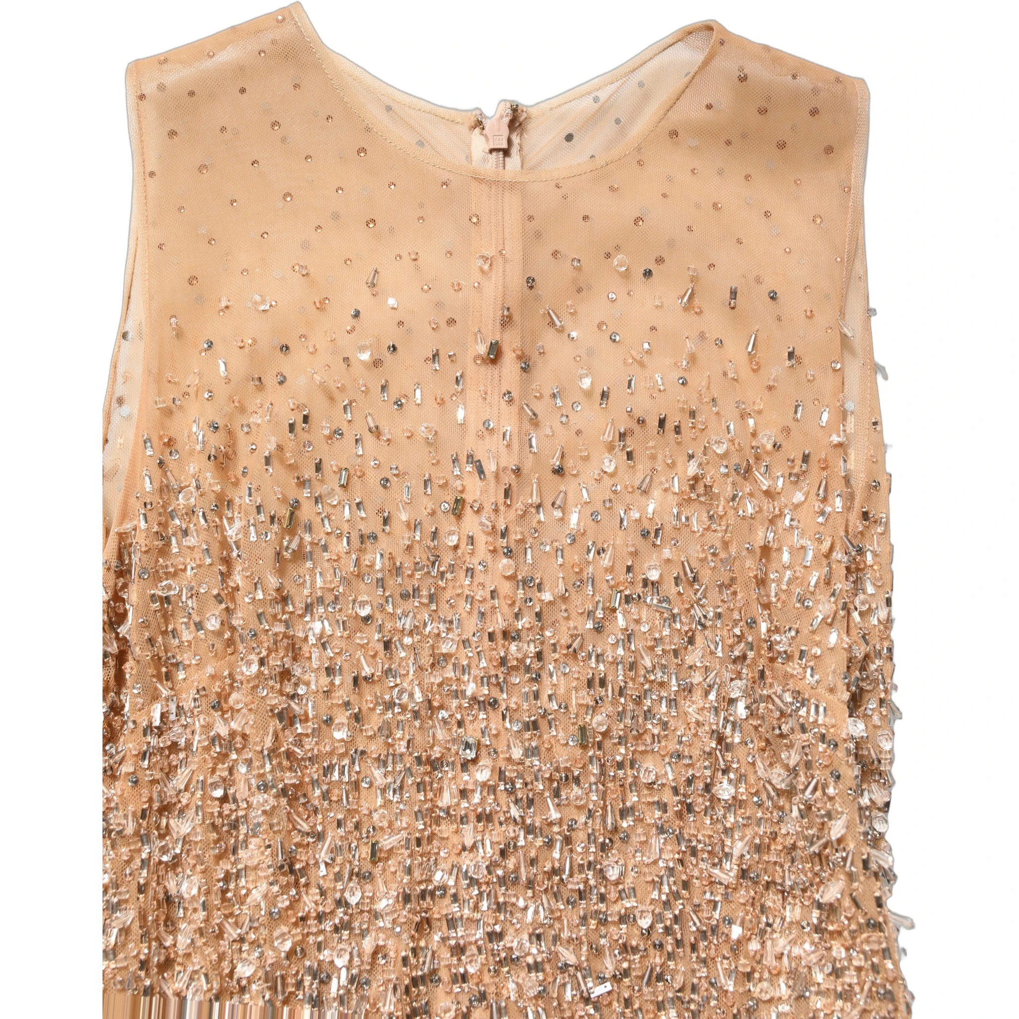 Brown Crystal Embellished Mermaid Gown Dress