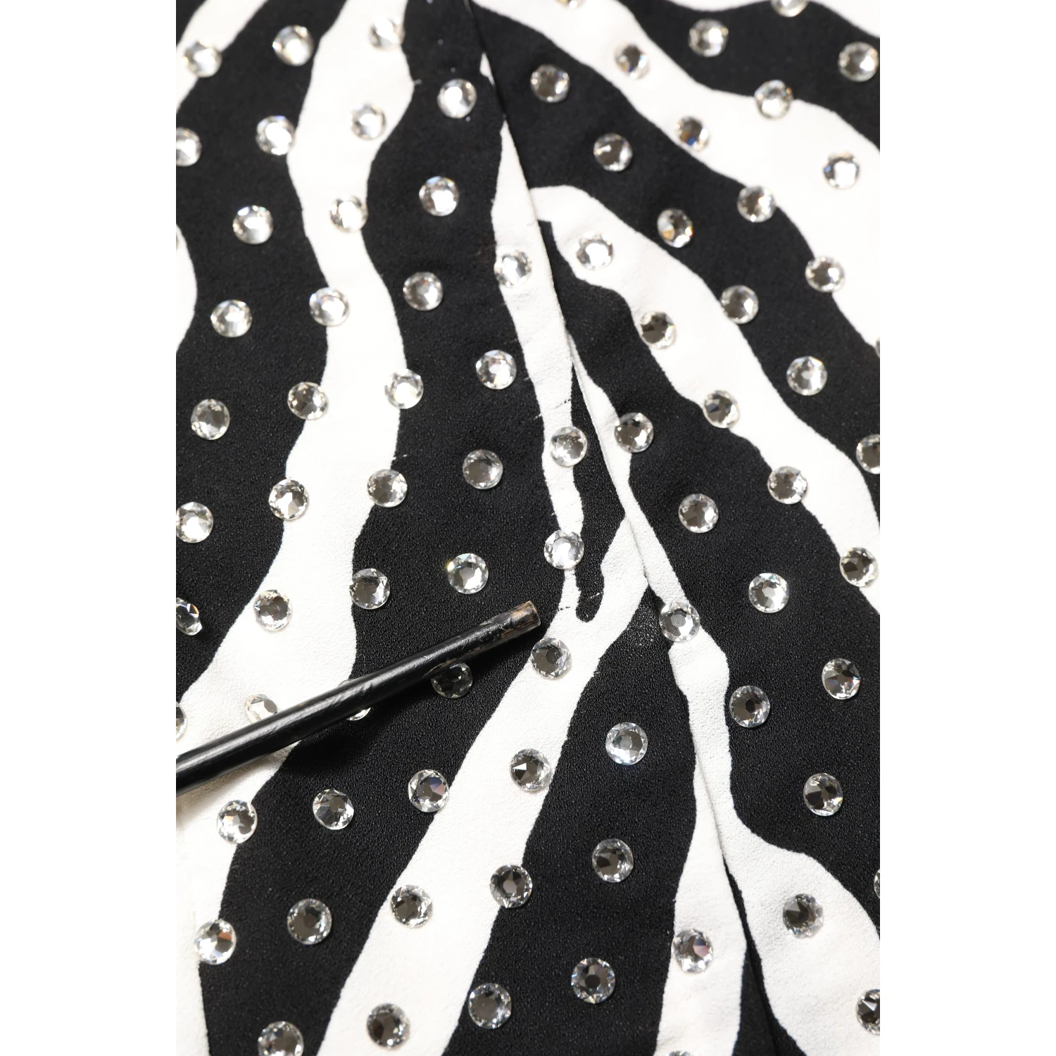 Black White Zebra Crystal Embellished Dress