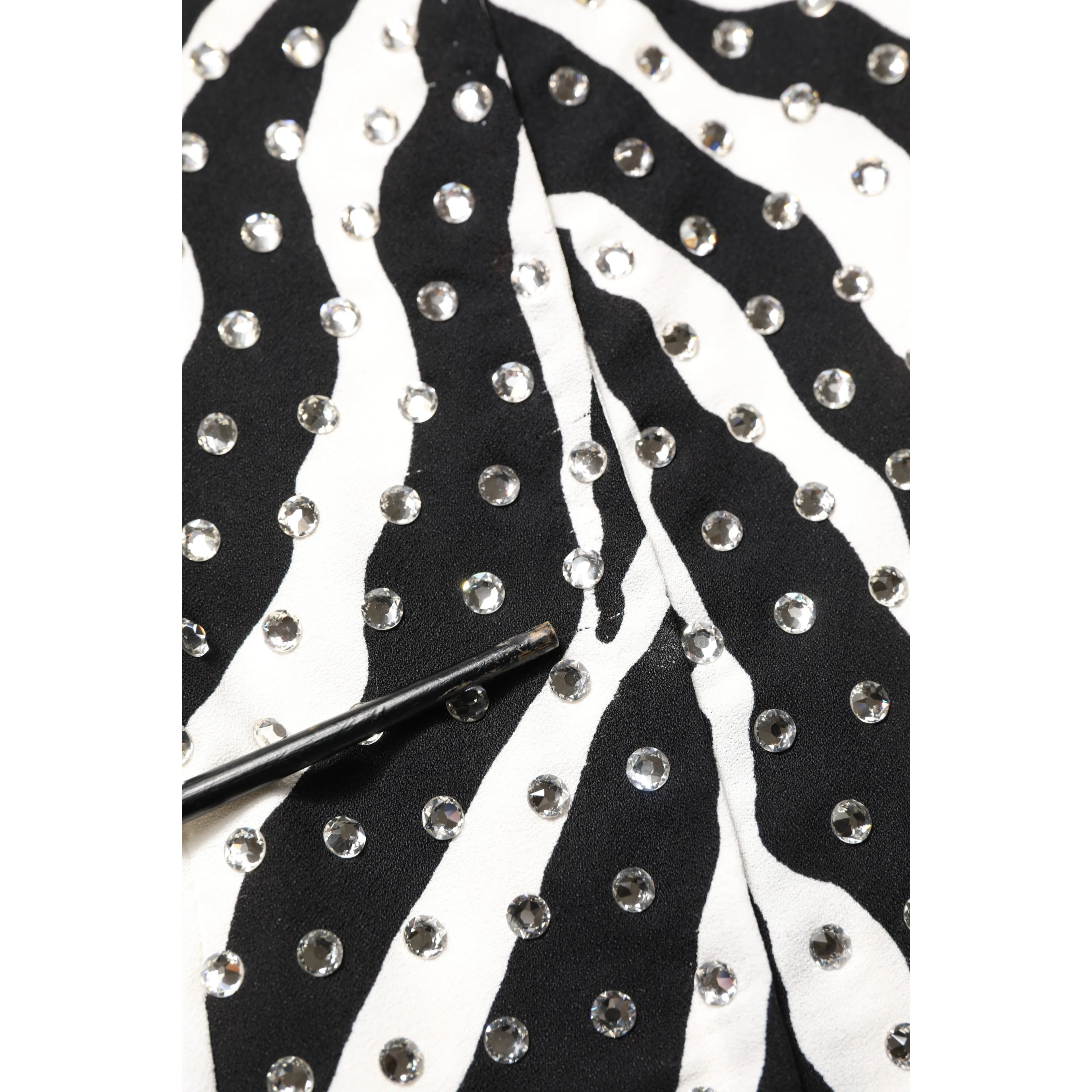 Black White Zebra Crystal Embellished Dress