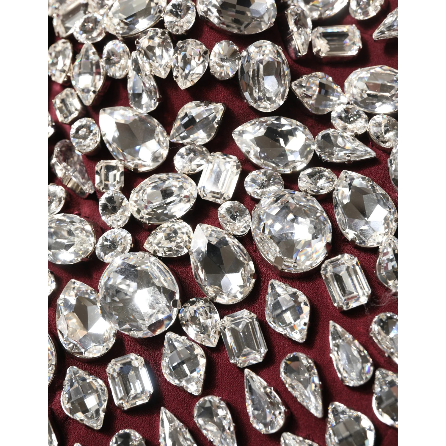 Maroon Crystal One Shoulder EveningGown Dress