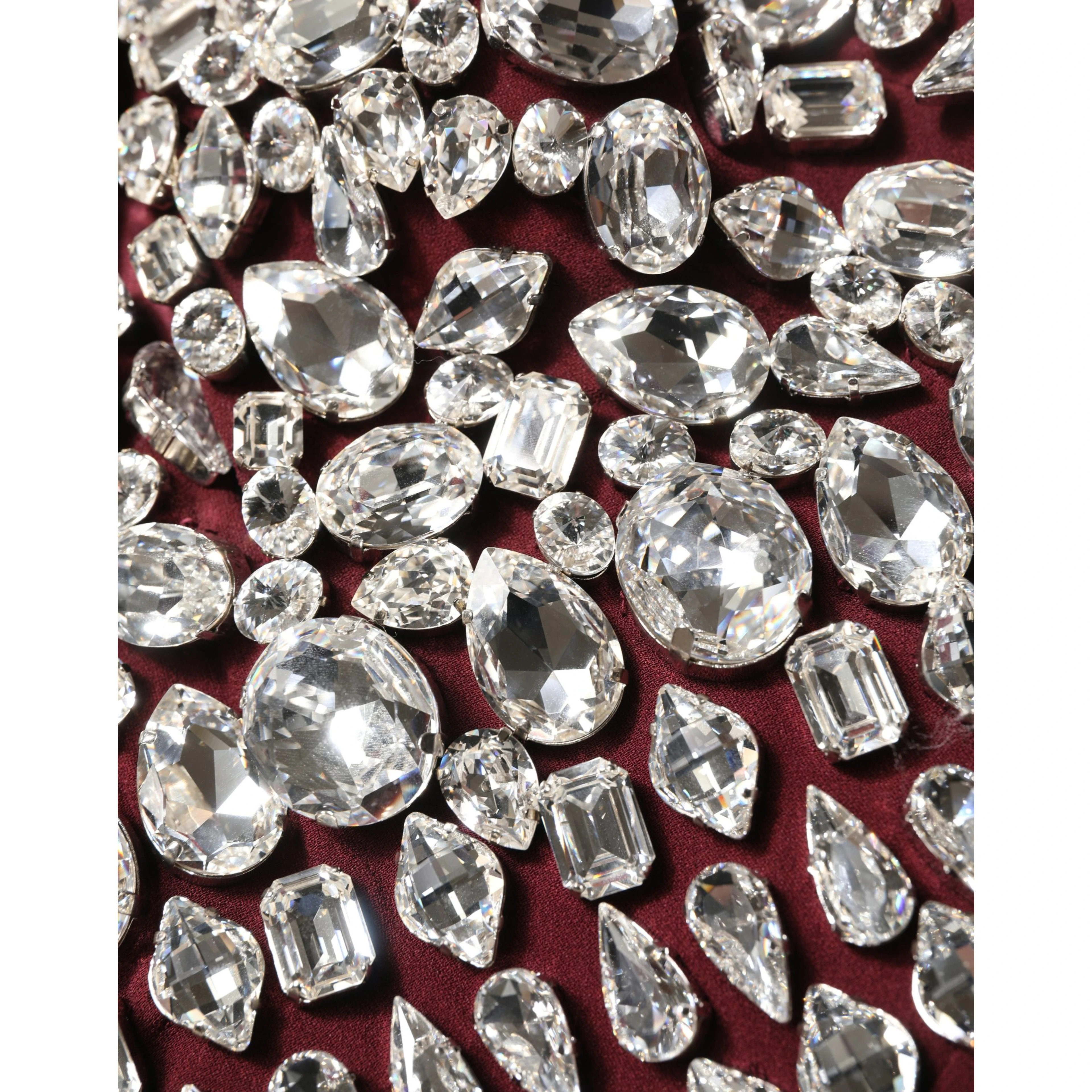 Maroon Crystal One Shoulder EveningGown Dress