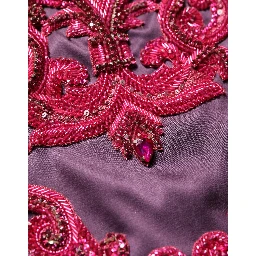Purple Silk Crystal Strapless Floor Length Gown Dress