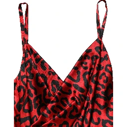 Red Leopard Draped Sleeveless Maxi Dress