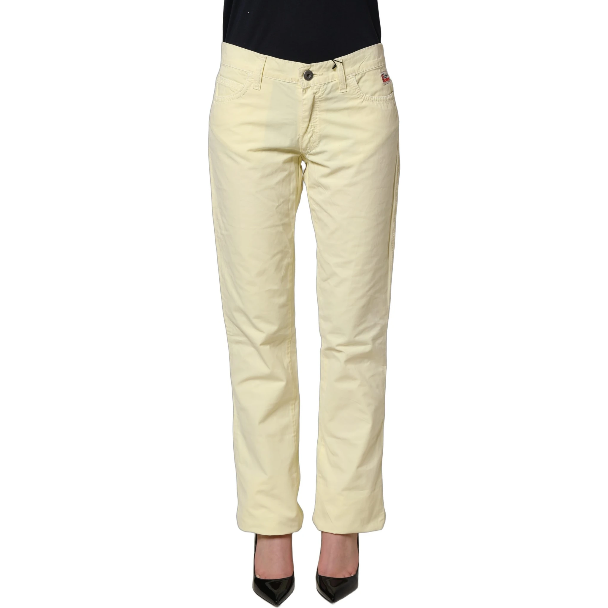 Yellow Cotton Straight Casual Denim Trouser Jeans