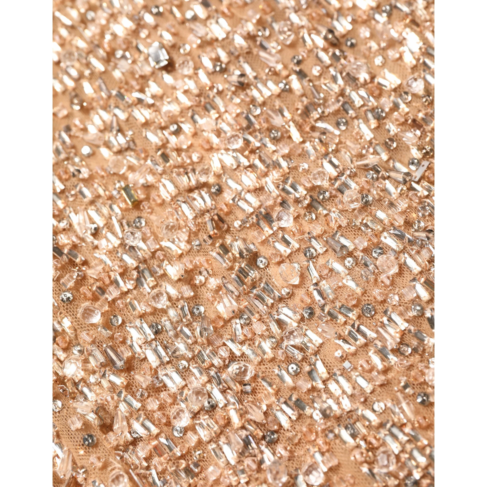 Brown Crystal Embellished Mermaid Gown Dress