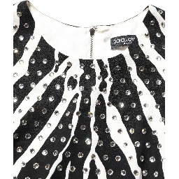 Black White Zebra Crystal Embellished Dress