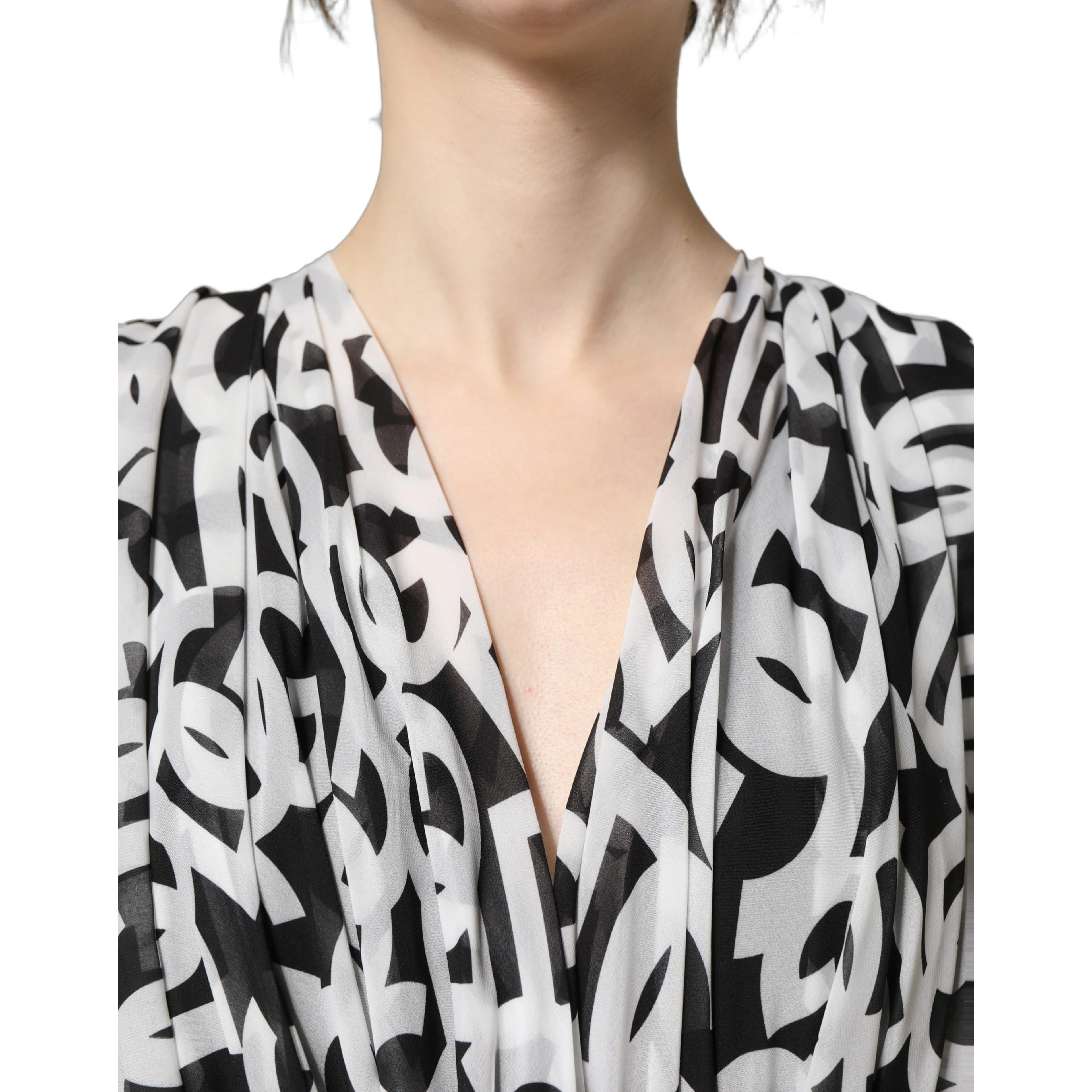 Black White Logo Sleeveless Floor Length Maxi Dress