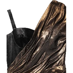 Bronze Asymmetrical Draping OneShoulder Dress
