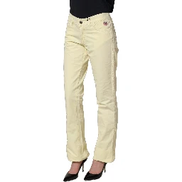 Yellow Cotton Straight Casual Denim Trouser Jeans